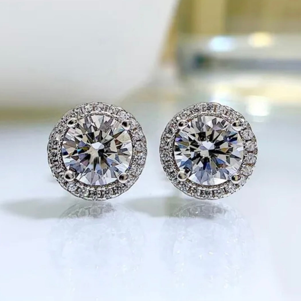 Circle Stud Moissanite Earrings