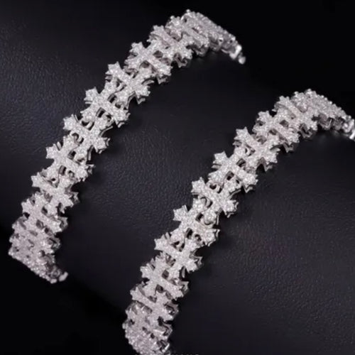 Iced Out Cross Moissanite Bracelet