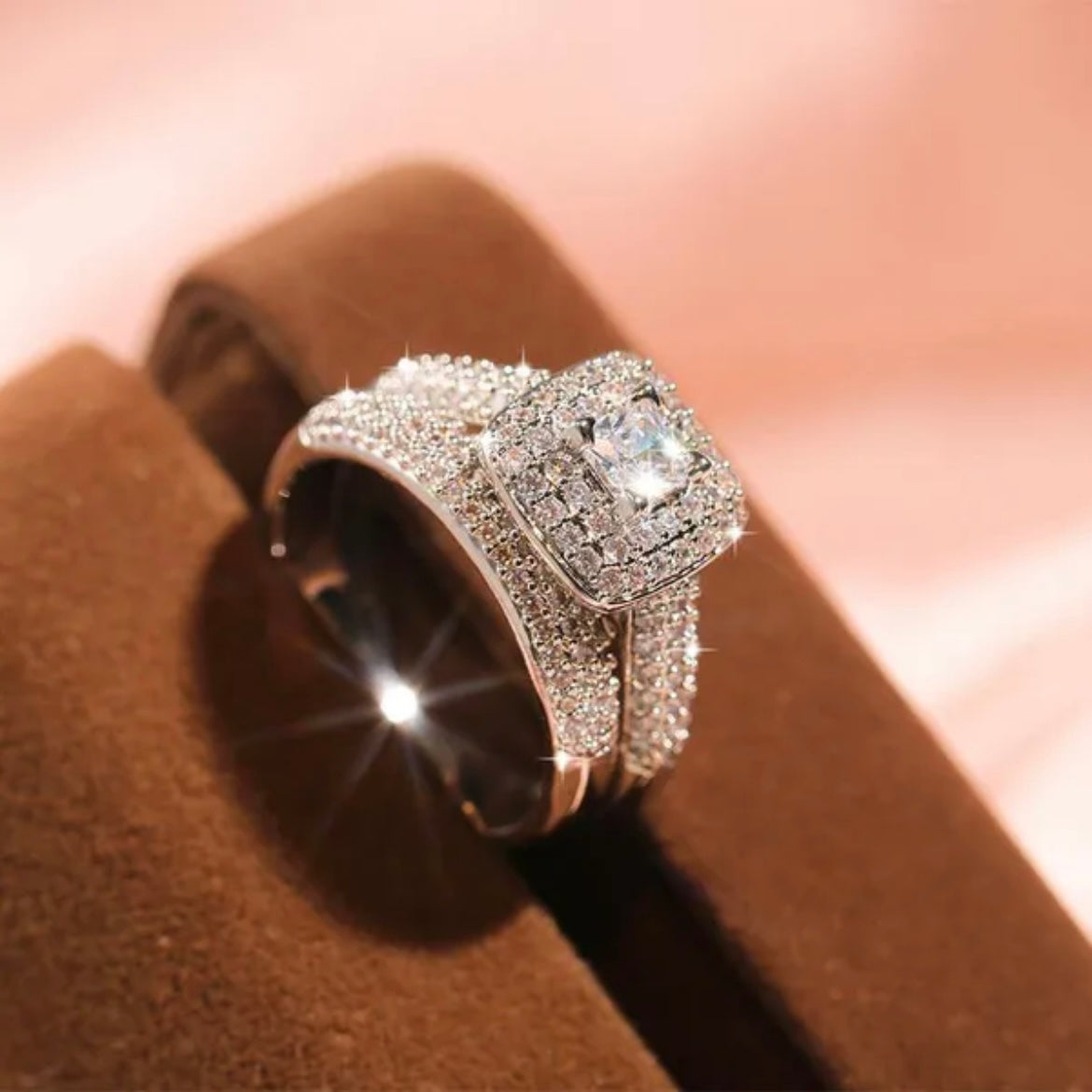 White Square Moissanite Ring