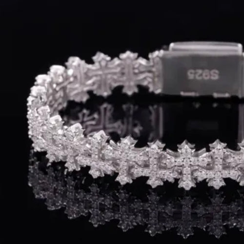 Iced Out Cross Moissanite Bracelet
