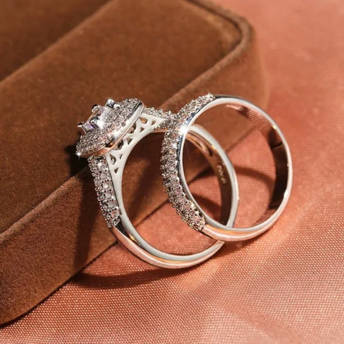 White Square Moissanite Ring