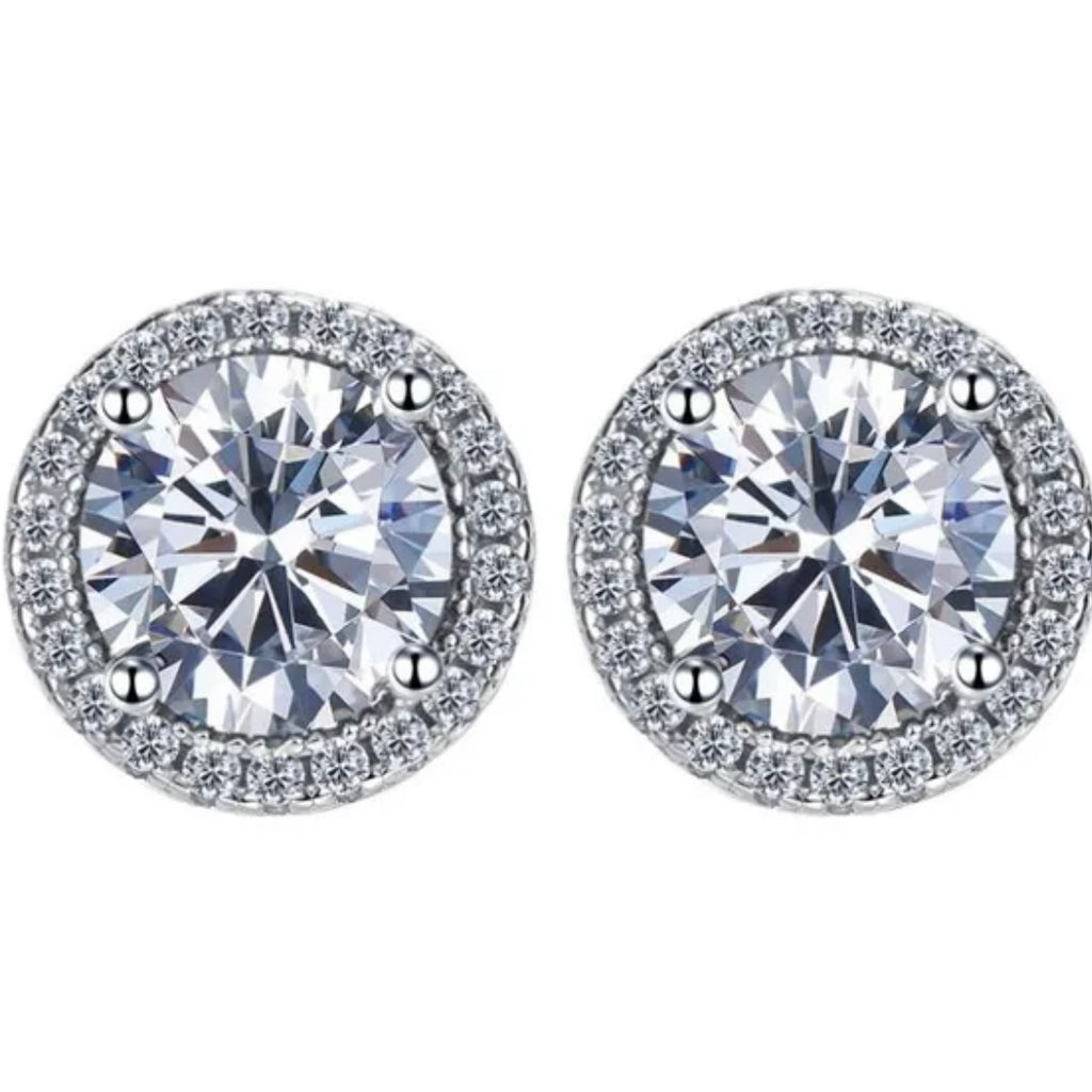 Circle Stud Moissanite Earrings