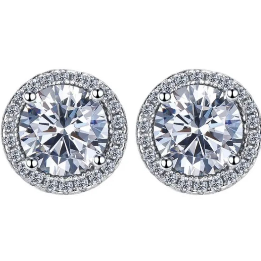 Circle Stud Moissanite Earrings