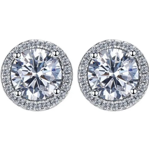Circle Stud Moissanite Earrings