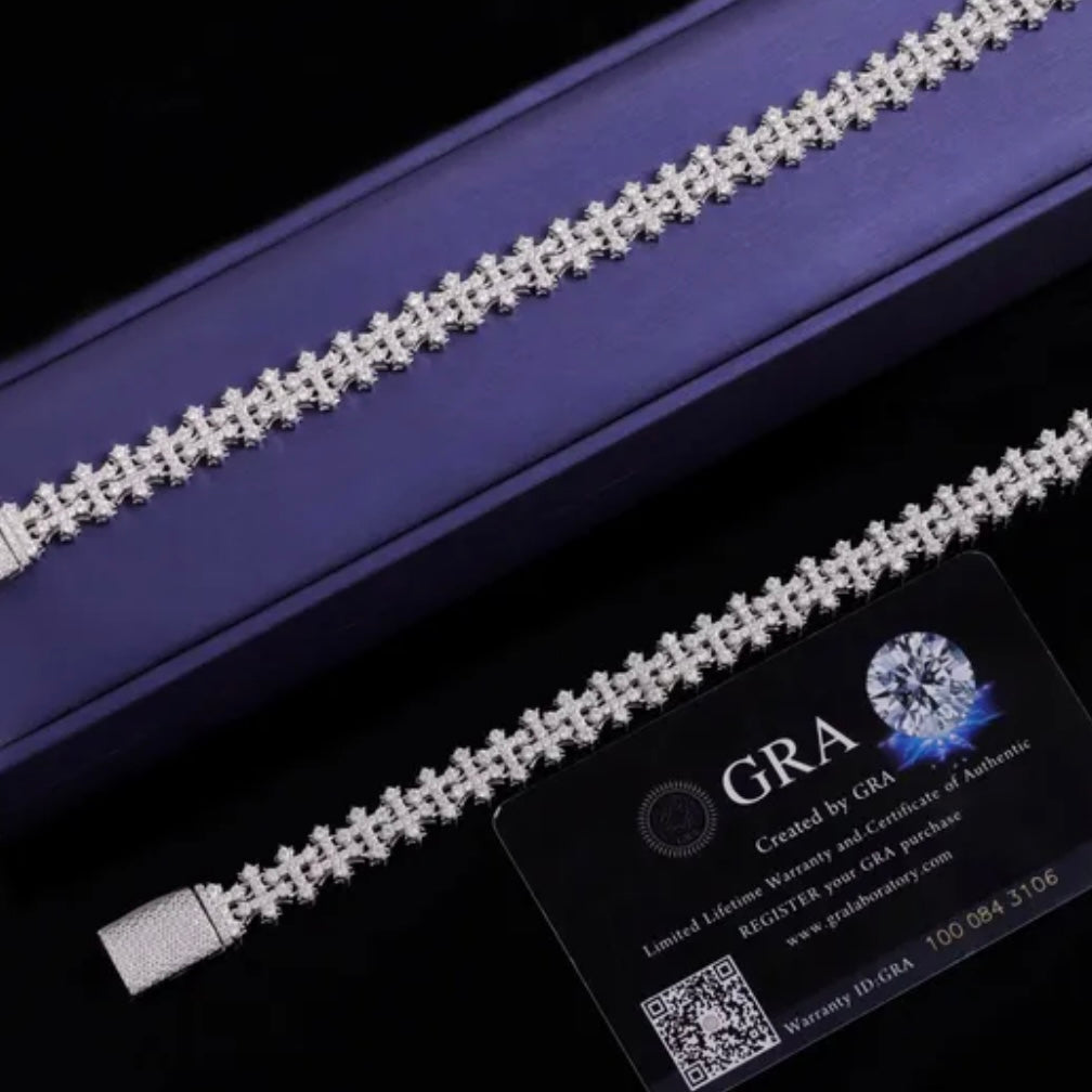 Iced Out Cross Moissanite Bracelet